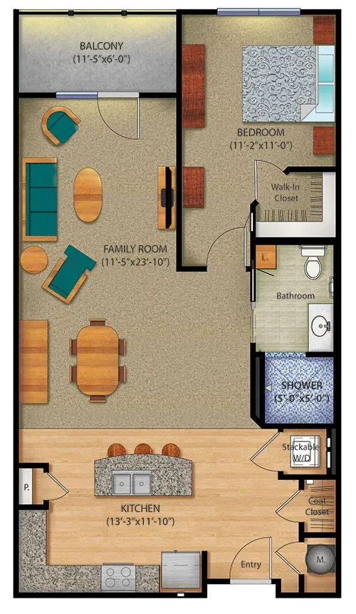1-Bedroom Floorplan